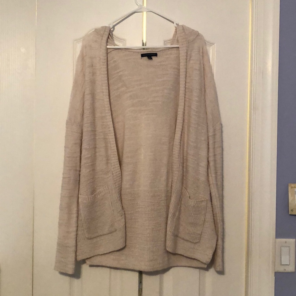 American Eagle Beige Cardigan Sweater with hood